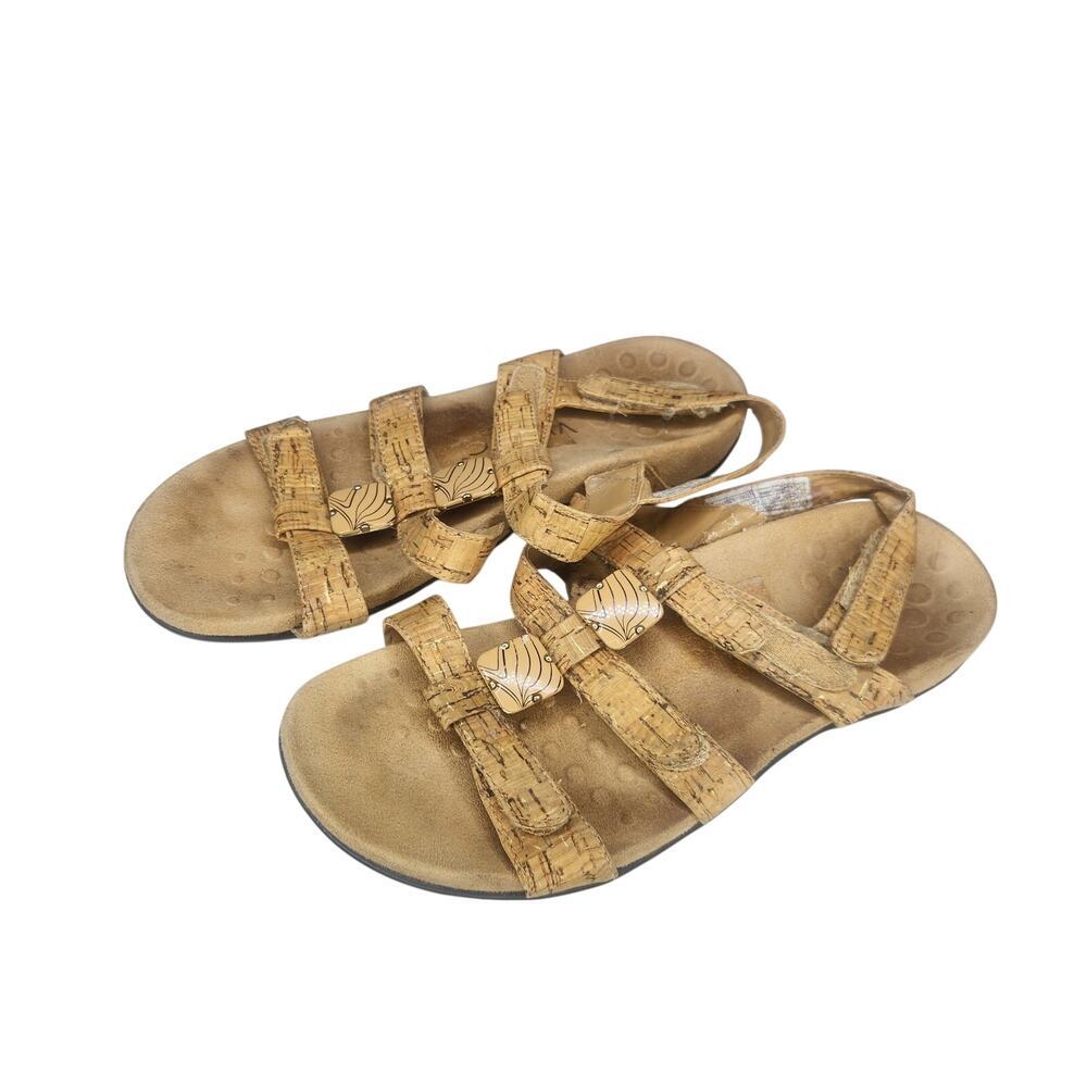 Vionic Amber Sandals Tan Brown Adjustable Straps Summer Boho Beach 7.5
